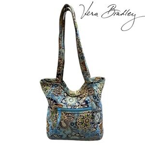 RETIRED Vera Bradley Villager Tote Bag BALI BLUE Pattern Medium Handbag Purse